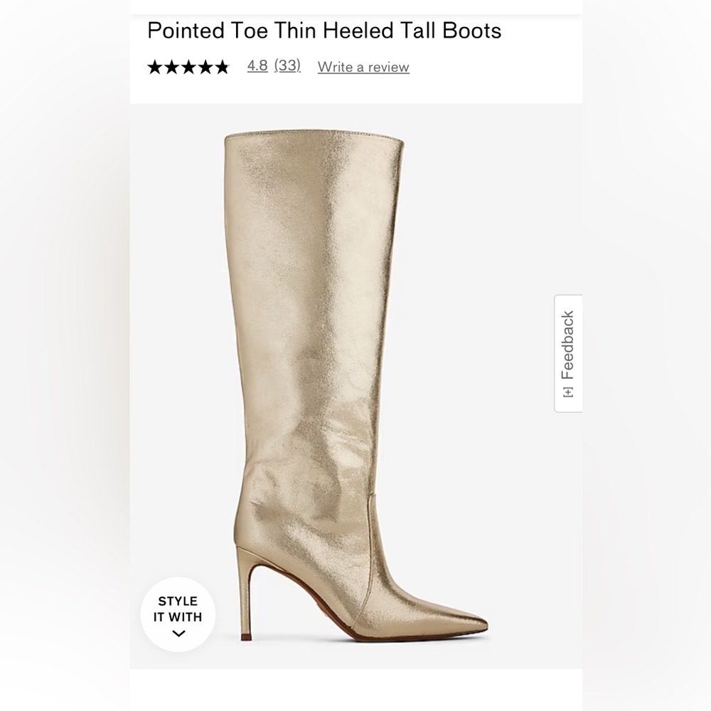 Express pointed toe tall thin-heel boots.